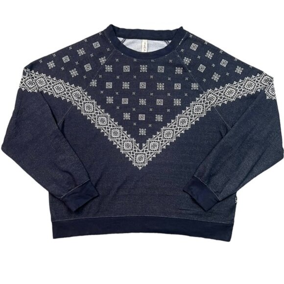 RVCA Navy Blue Defrost Bandana Print Pullover Crewneck Sweatshirt Size Small - Picture 2 of 5